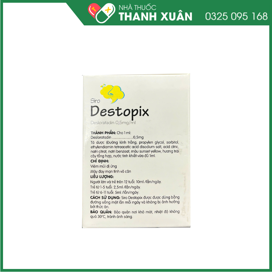 Destopix thuốc điều trị viêm mũi dị ứng, mày đay mạn tính vô căn